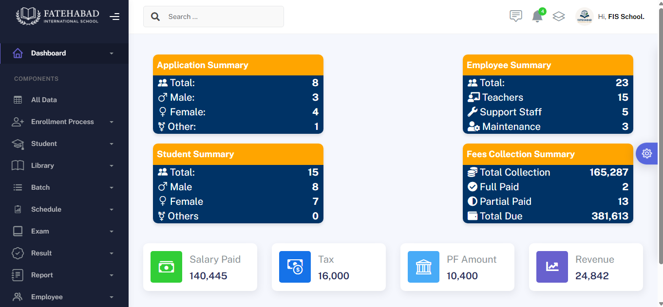 School & HR Management Screenshot